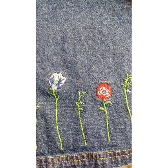 Vintage Route 66 Denim Mini Skirt with Floral Embroidery Size Small - Picture 5 of 7